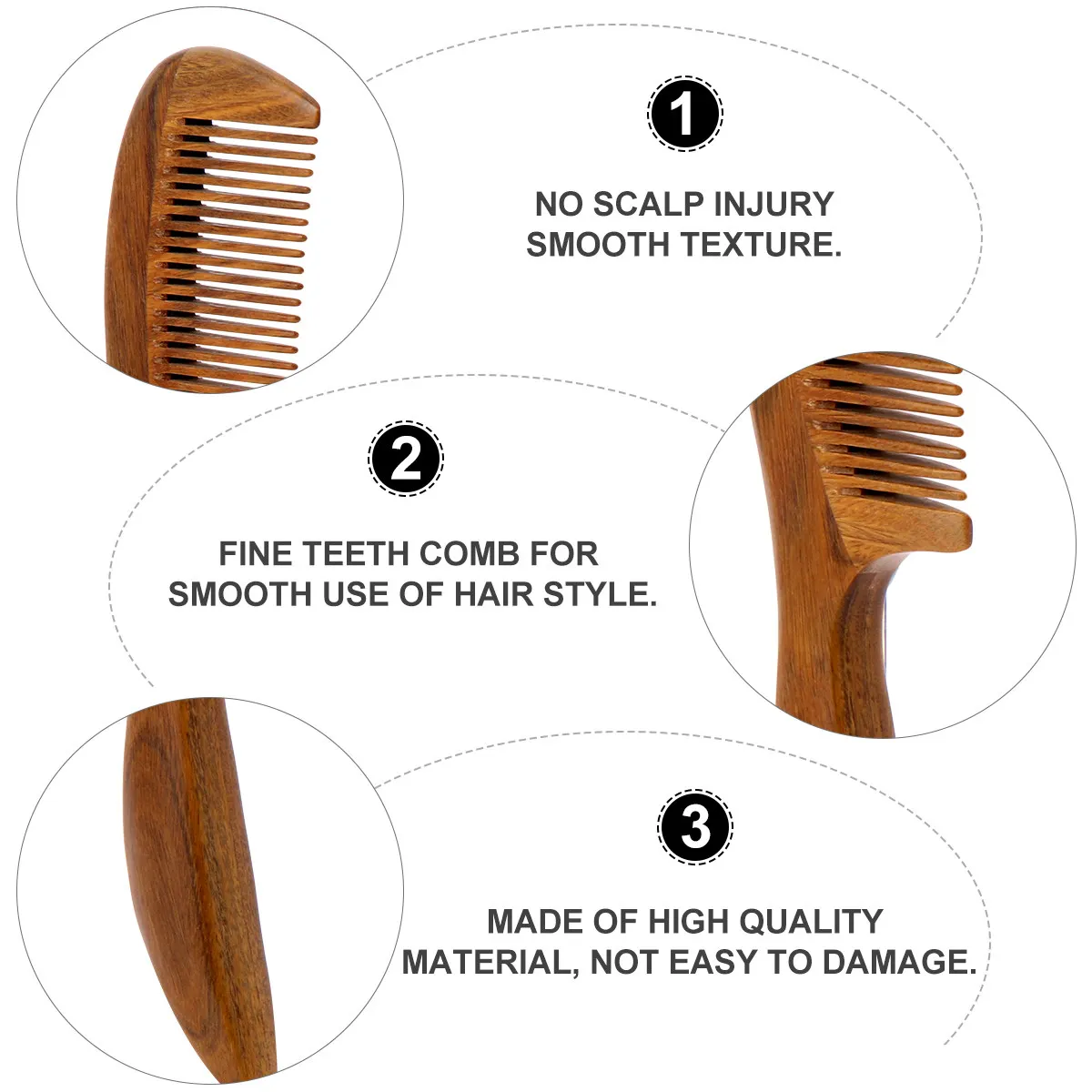 Antistatic Sandalwood Comb Smooth Wooden Massage Comb Headache Relief Hair Care Professional Family Use Natural Color Variations