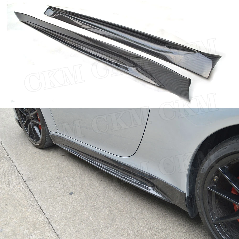 

CKMUUER Боковые юбки из углеродного волокна для Porsche 911 991 GT3 Carrera 2012-2015, накладка на дверной бампер, фартуки, комплекты кузова автомобиля