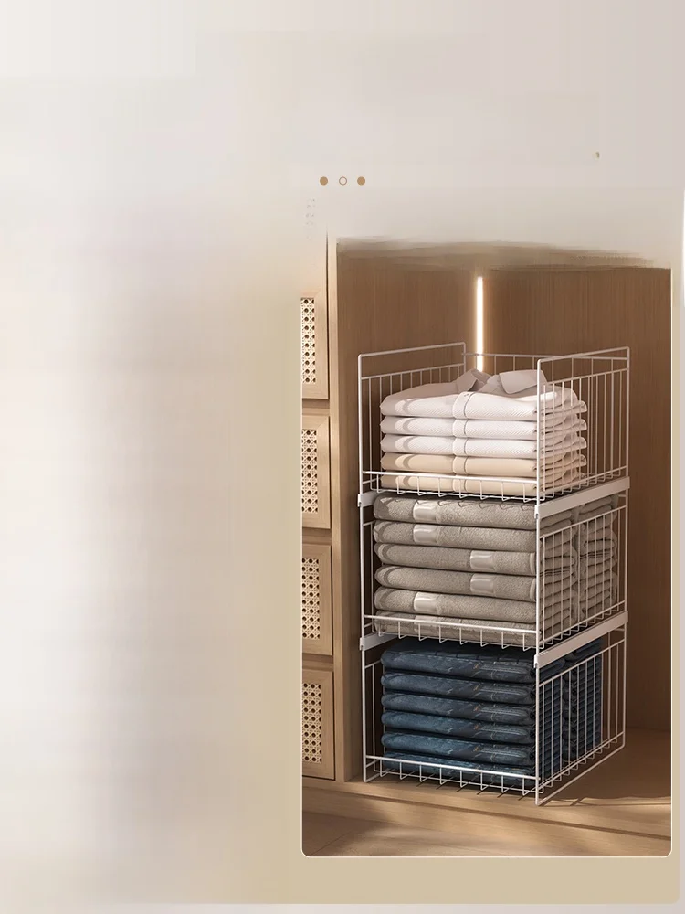 

Internal Metal Der pe Clothing Closet Divider Storage Ra Layered Clothes Pull out Basket Organizer for Living Room