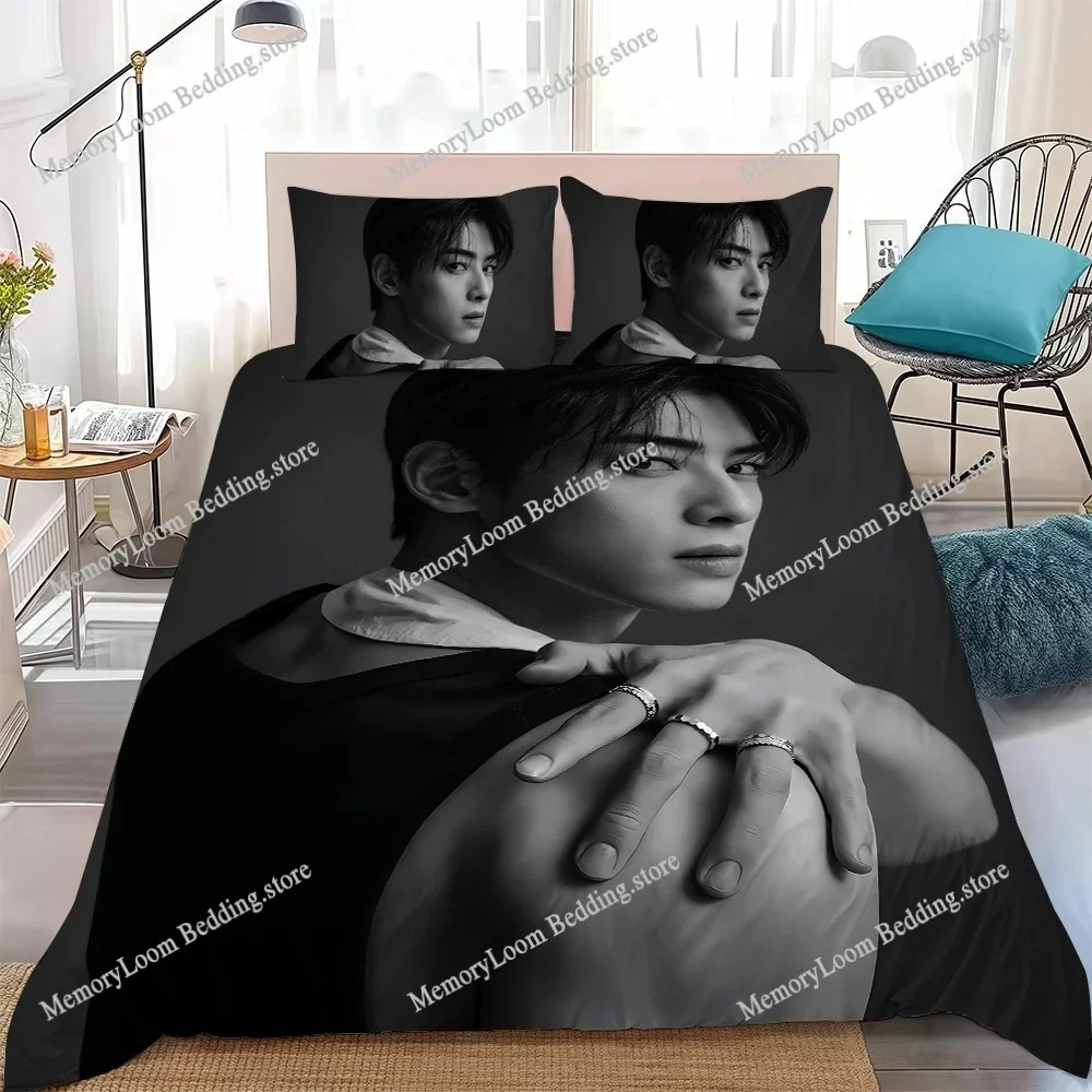 

Handsome Cha EunWoo Duvet Cover Set Home Style Bedding Soft Laundry Cotton Bed Student Dormitory Gift Home Textileextile
