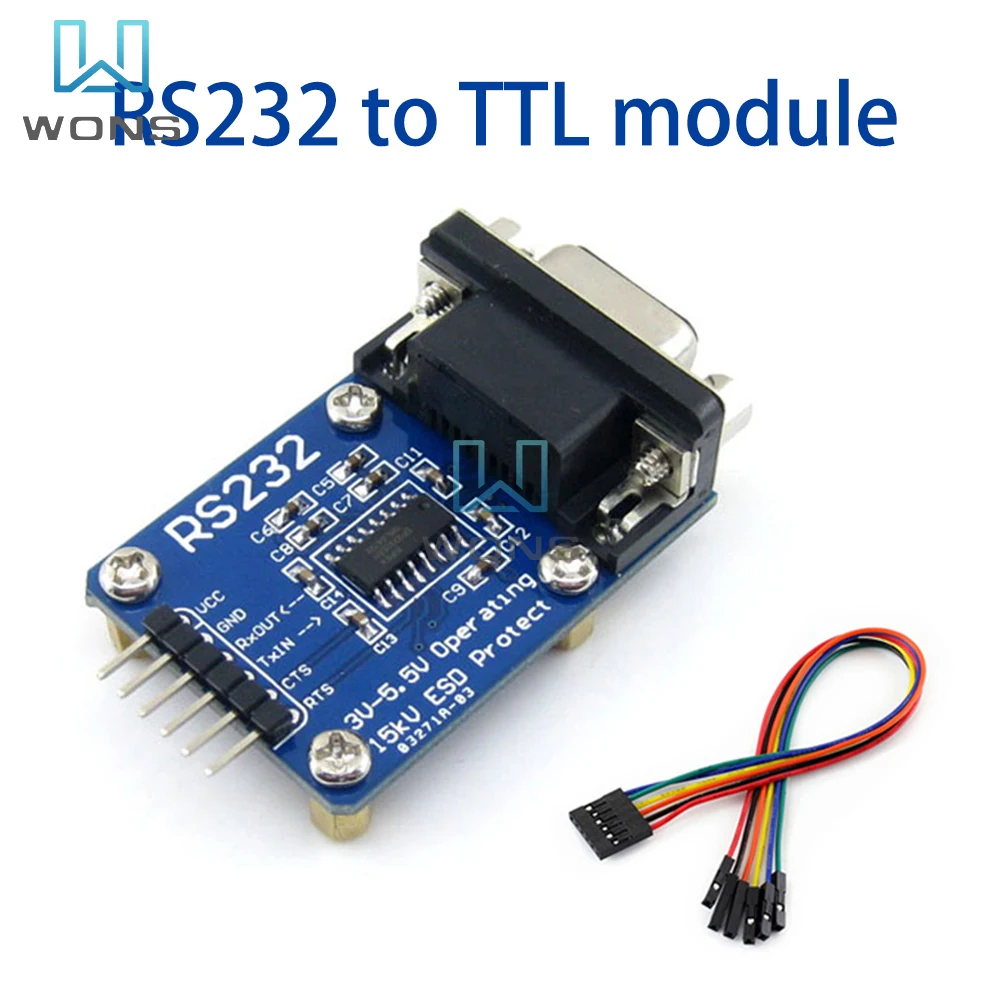RS232 para TTL Serial Port Module, Escovando o cabo com transceptor, Módulo de comunicação com fio, SP3232, RS232 para UART