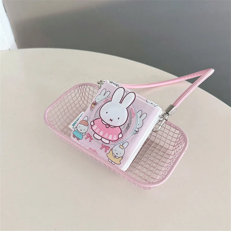 

Kawaii Cat Pink Miffy Phone Case For Samsung Galaxy Z Flip 7 6 5 Flip6 Flip5 Cover with Chain Cute Cases ZFlip7 Funda