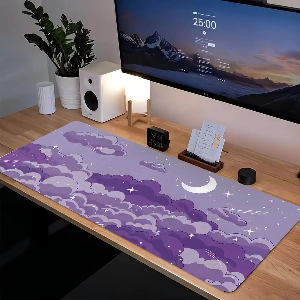 

Dreamy Purple Moon Cloud Sea Mouse PadNon-Slip Extended Keyboard Pad for Office & Home ﻿
