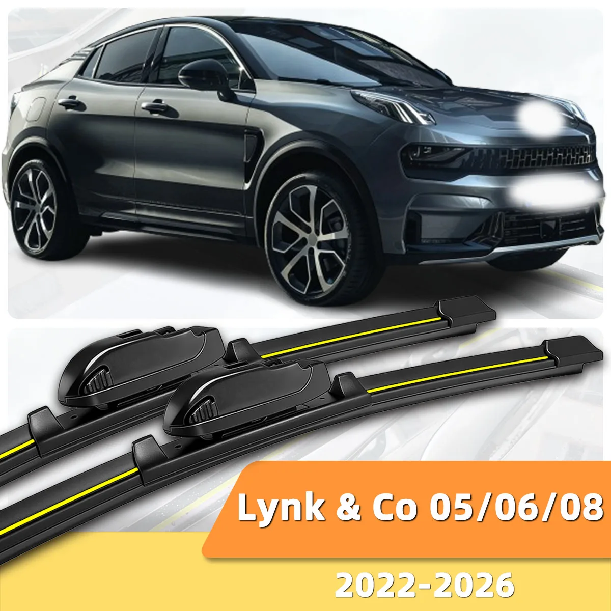 2 Stück Scheibenwischer für Geely Lynk & Co 05/06/08 (2022-2026) aus Naturkautschuk, hochauflösend, stabil und langlebig, Zwei-Wege-Auto-Wischerblätter