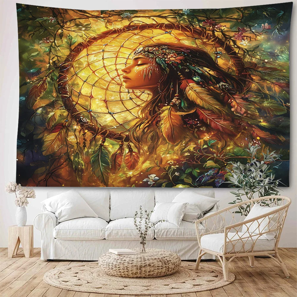Beautiful California Goddess Maya Princess Dreamcatcher Background Decoration Tapestry Home Background Decoration