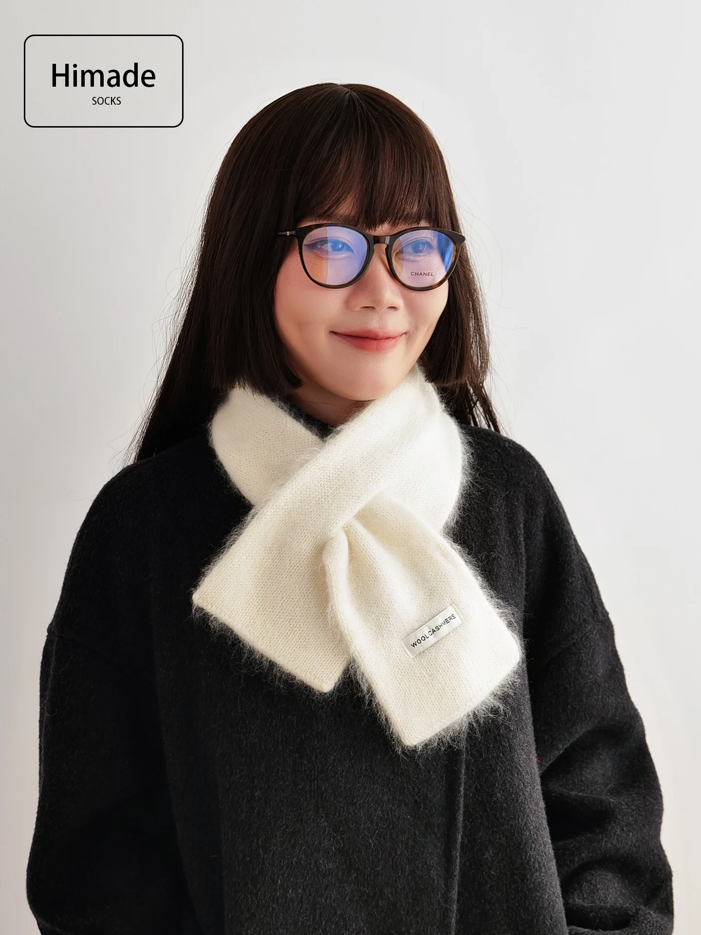 女性の小さなニットウールスカーフクロスネックウォーマーピュアカラー暖かさ冬のファッション韓国スタイルカシミヤ羊ウール