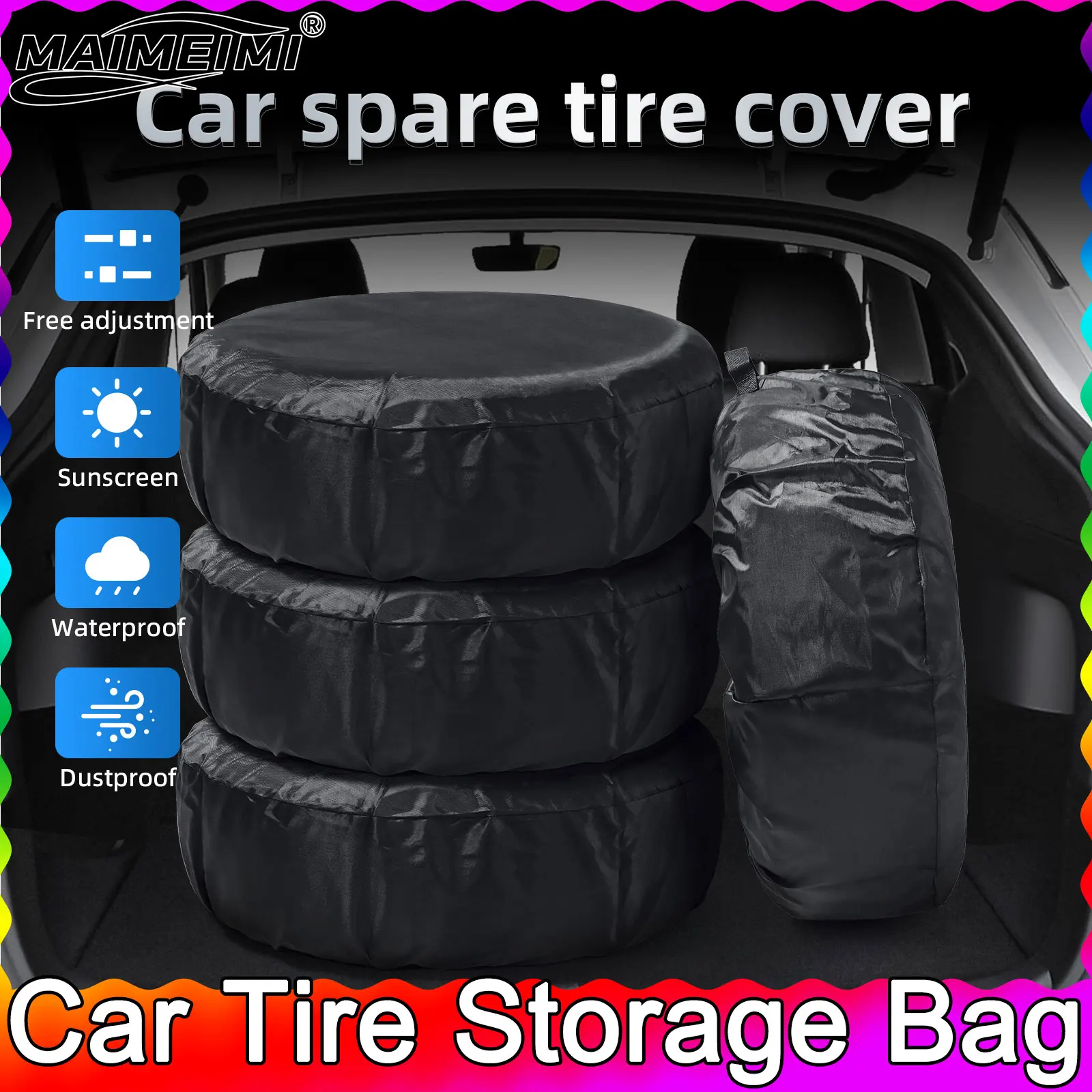 

﻿ Чехол для автомобильных шин (4 шт.) для внедорожников, для шин 13-20 дюймов, защитный чехол для запасного колеса, сумка для хранения, защитный чехол из ткани Оксфорд для колес