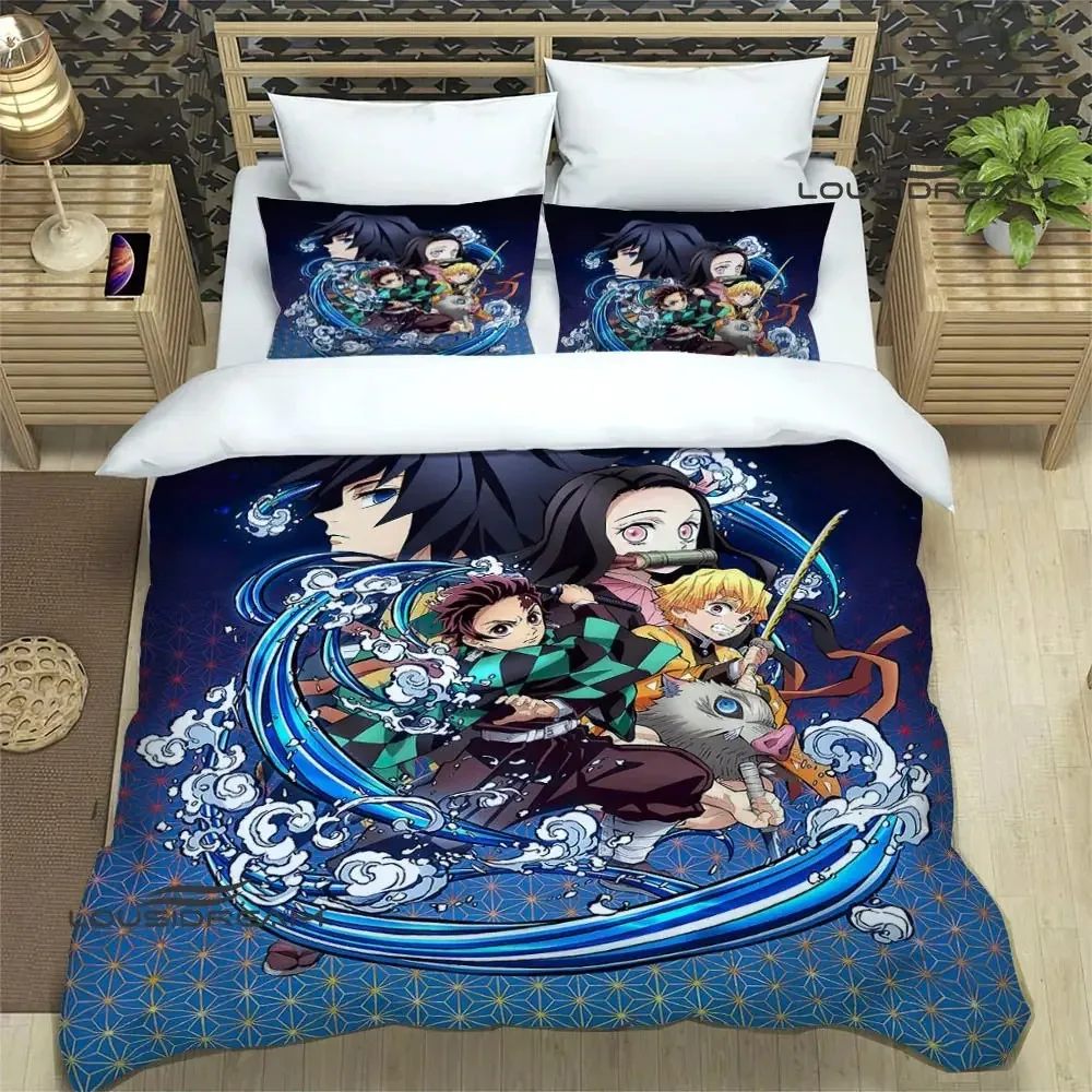 

Demon Slayer Printed Bedding Sets exquisite bed supplies set duvet cover bed comforter set bedding set luxury birthday gift