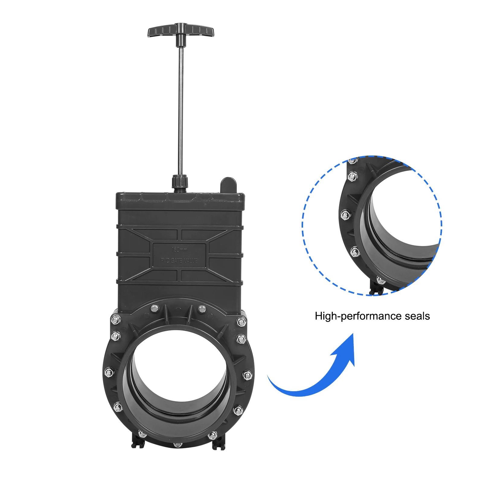 

6-дюймовый пластиковый клапан-смеситель для прицепов и фургонов с выдвижной пластиной для регулировки потока воды в трубах