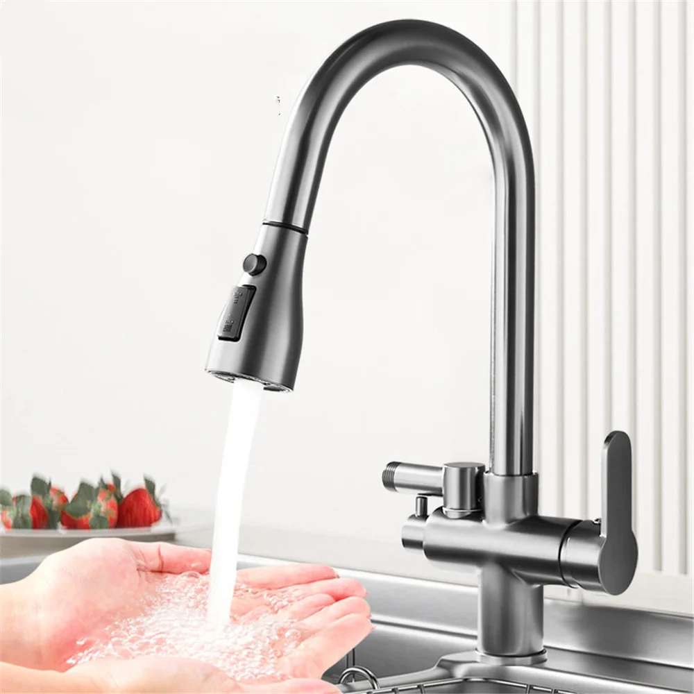 

Кухонный выдвижной смеситель для горячей и холодной воды, очиститель воды «три в одном», смеситель для посудомоечной машины, многофункциональный пистолет-распылитель, L24330