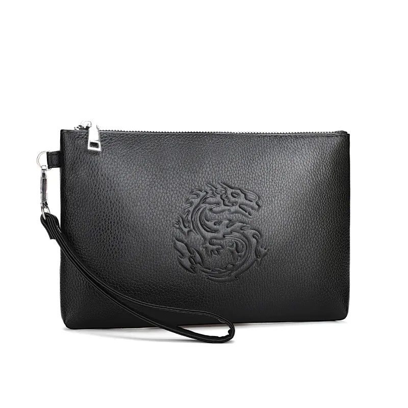 

Fashion Business Zipper Wristlet Bag PU Leather Men Clutch Bag Large Capacity Envelope Bag Money CellPhone Purses And Handbags