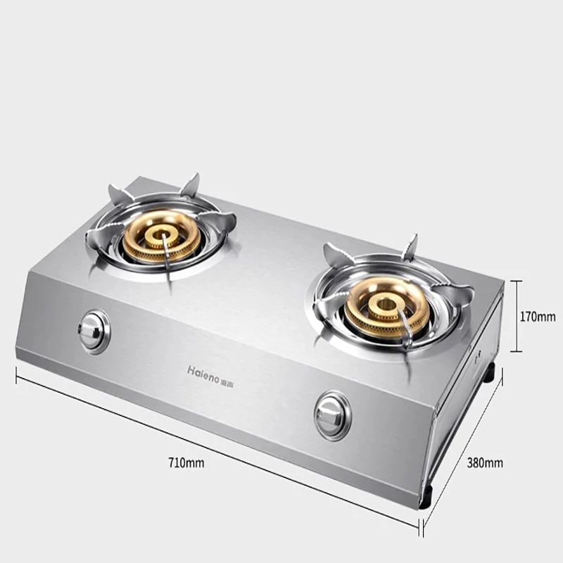 Gas Double Stove Desktop Nine-chamber Fierce Fire Stove Old-fashioned Stainless Steel Double Stove Liquefied / Natural Gas