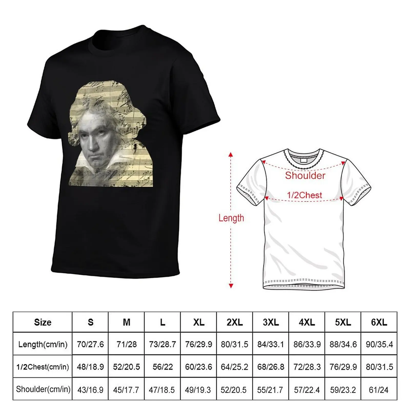 Beethoven Sheet Music Double Exposure T-Shirt vintage graphic tee boys whites mens t shirt graphic