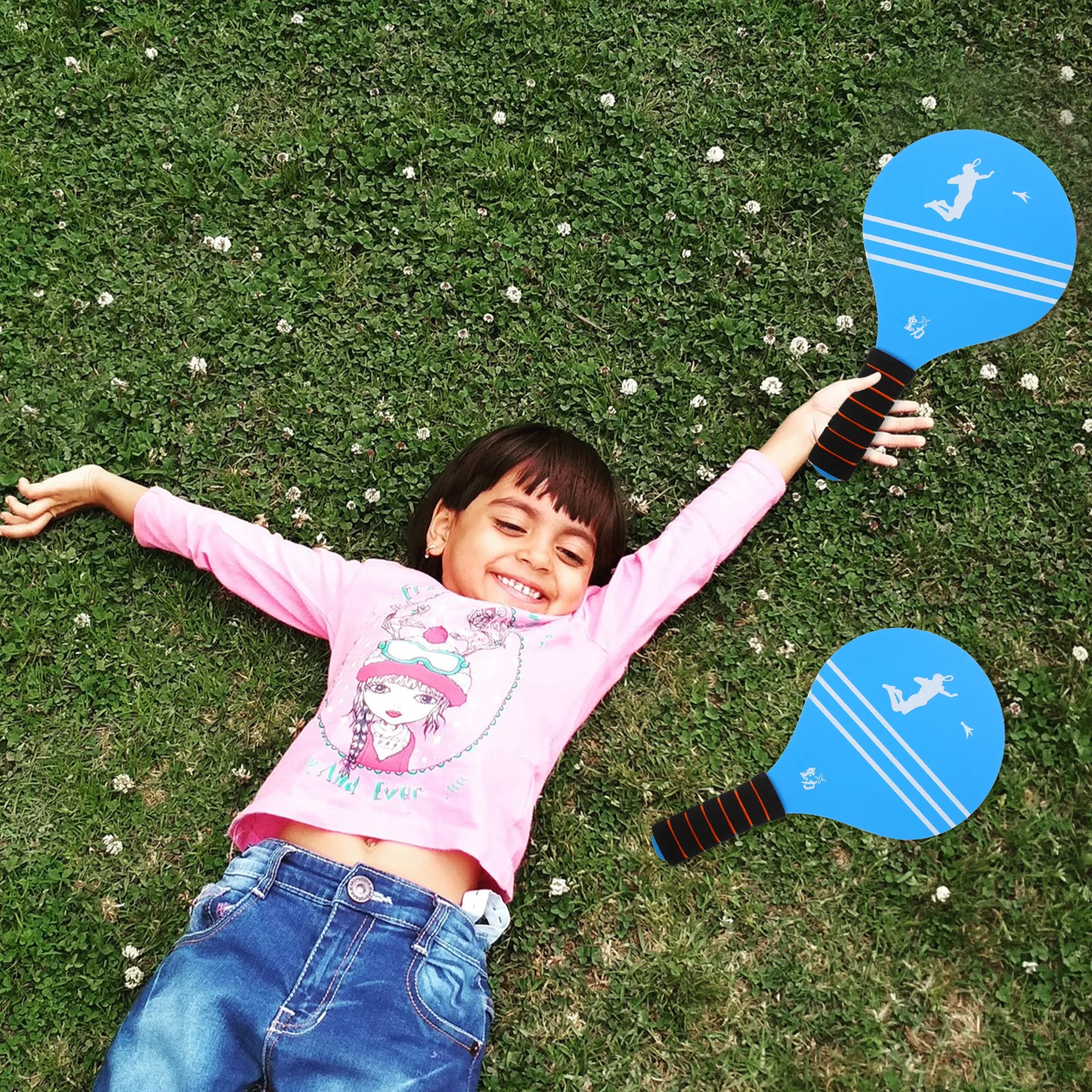 

2Pcs Badminton Rackets Wooden Paddles Durable Antiskid Handle Kids Sports Playthings Wood Paddles Beach Ball Racket