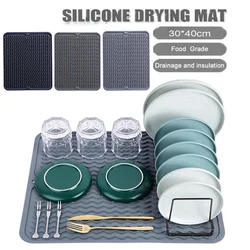 Silicone drying pad, large anti slip pad, silicone tableware drying pad, heat-resistant drainage pad, home and kitchen supplies