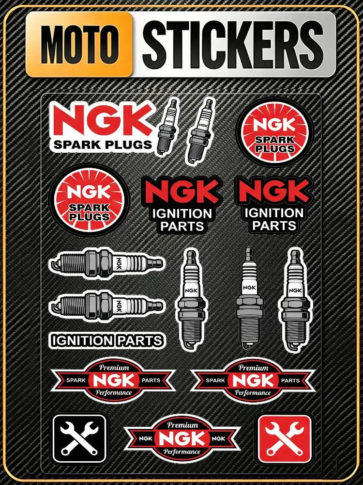 FOR NGK SPARK PLUGS Fashion Universal Scratch Resist Reflective Waterproof Stickers For Auto Motorcycle Helmet Mug Refrigerator