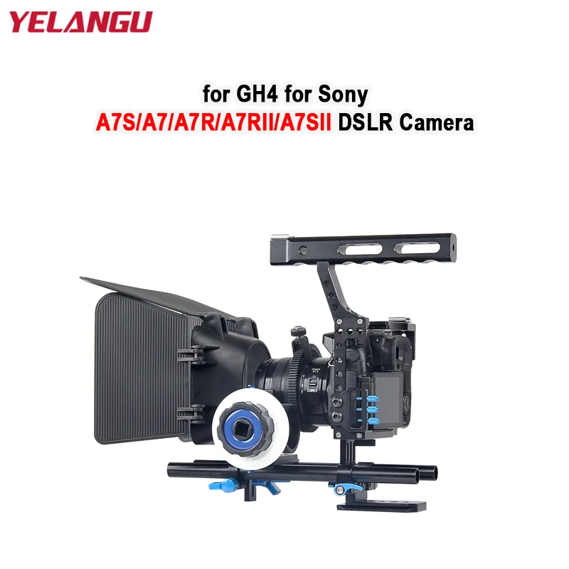 

Комплект клеток для камеры YELANGU с верхней ручкой, матовая коробка Follow Focus для GH4 для Sony A7S/A7/A7R/A7RII/A7SII, аксессуары для зеркальных камер