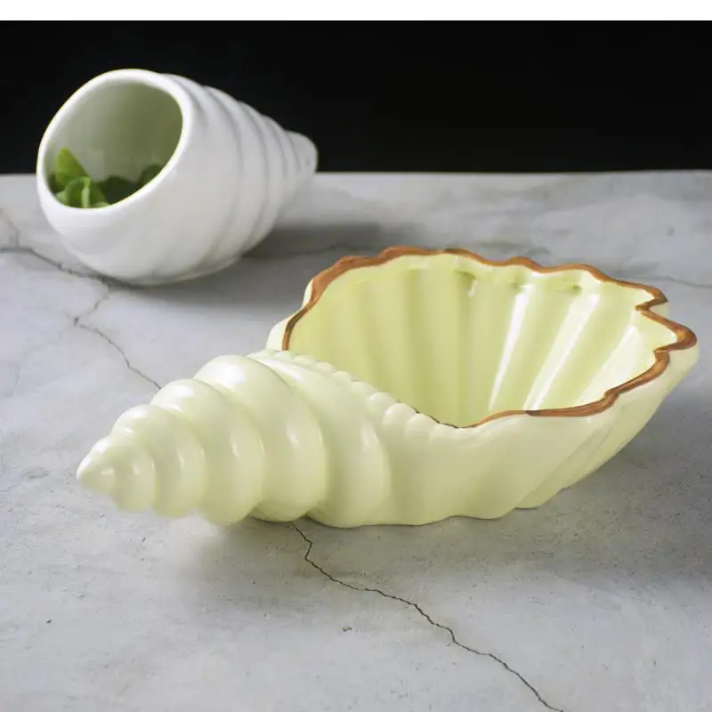 Irregular Conch Bowl Kitchen Tableware Bowls and Plates Ceramic Salad Western Pasta Plate 6 Inches