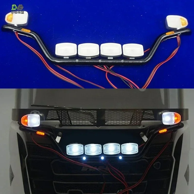 LED Metal Black China Open Aluminum Rod Light for 1/14 Tamiya RC For scania 770S 56323 56371