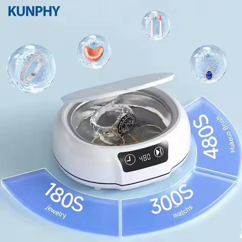New Sonic Jewelry Cleaner Professional Ultrasonic Cleaner 48KHZ Pulsating Cleaning Kit for Retainer Jewelry Ring Silver Dentures