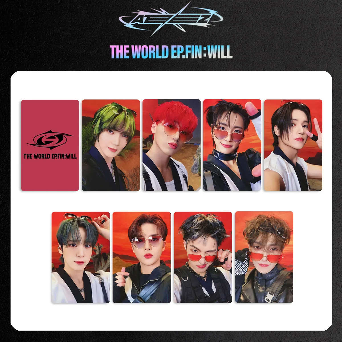 Kpop ATEEZ Yunho Yeosang San Mingi العالم فين سوف سلسلة بطاقات الصور Hongjoong Seonghwa Wooyoung Jongho Lomo بطاقات المشجعين هدية