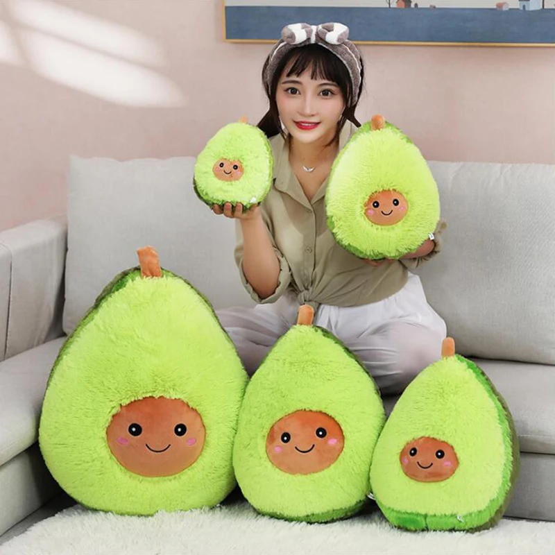 Juguetes de peluche de aguacate sonriente, muñecos rellenos, sofá suave, cojín de plantas, almohada de fruta de dibujos animados, cojín suave, regalos para niños