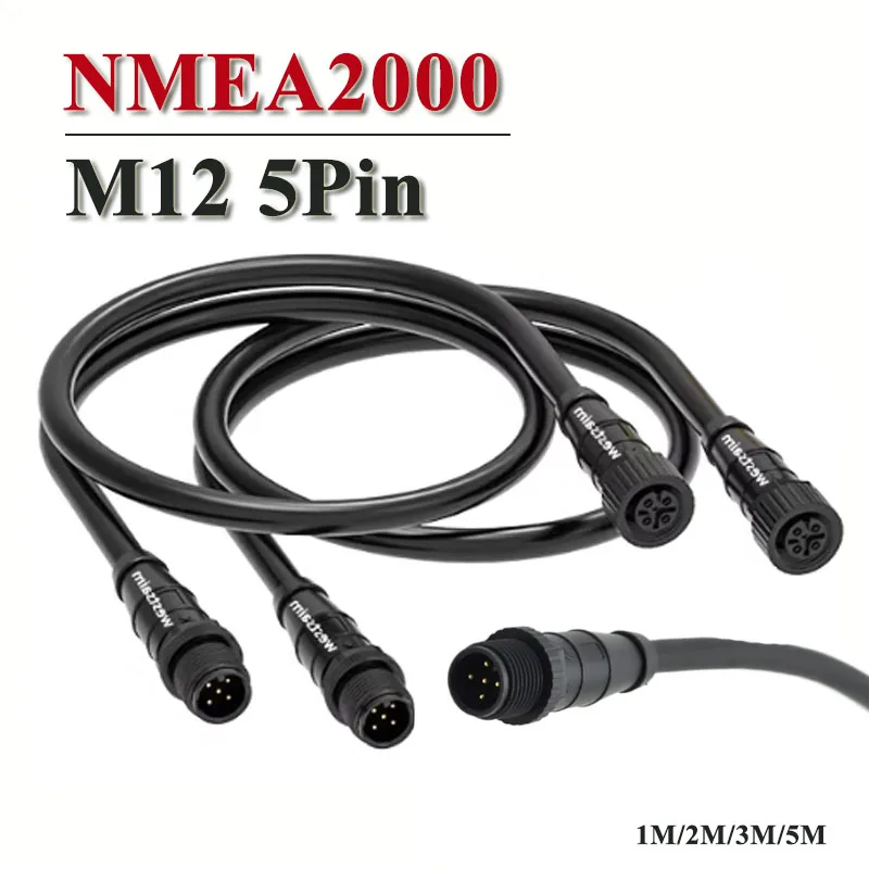 NMEA2000 M12 5Pin Aviation Plug Wire Waterproof IP67 5 Core Male to Female Extension Line 4A 60V Double Head Wired Connector