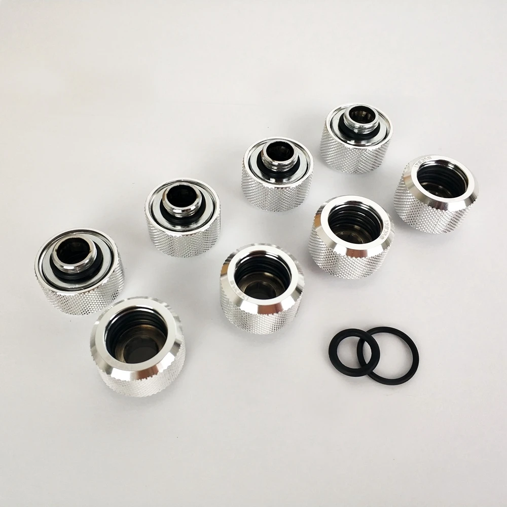 

8pcs/lot Hard Tube Fitting OD16mm Hand Compression Fitting G1/4' 4 Layer Seal Ring use for PMMA/PETG Rigidity Tube L16 fitting