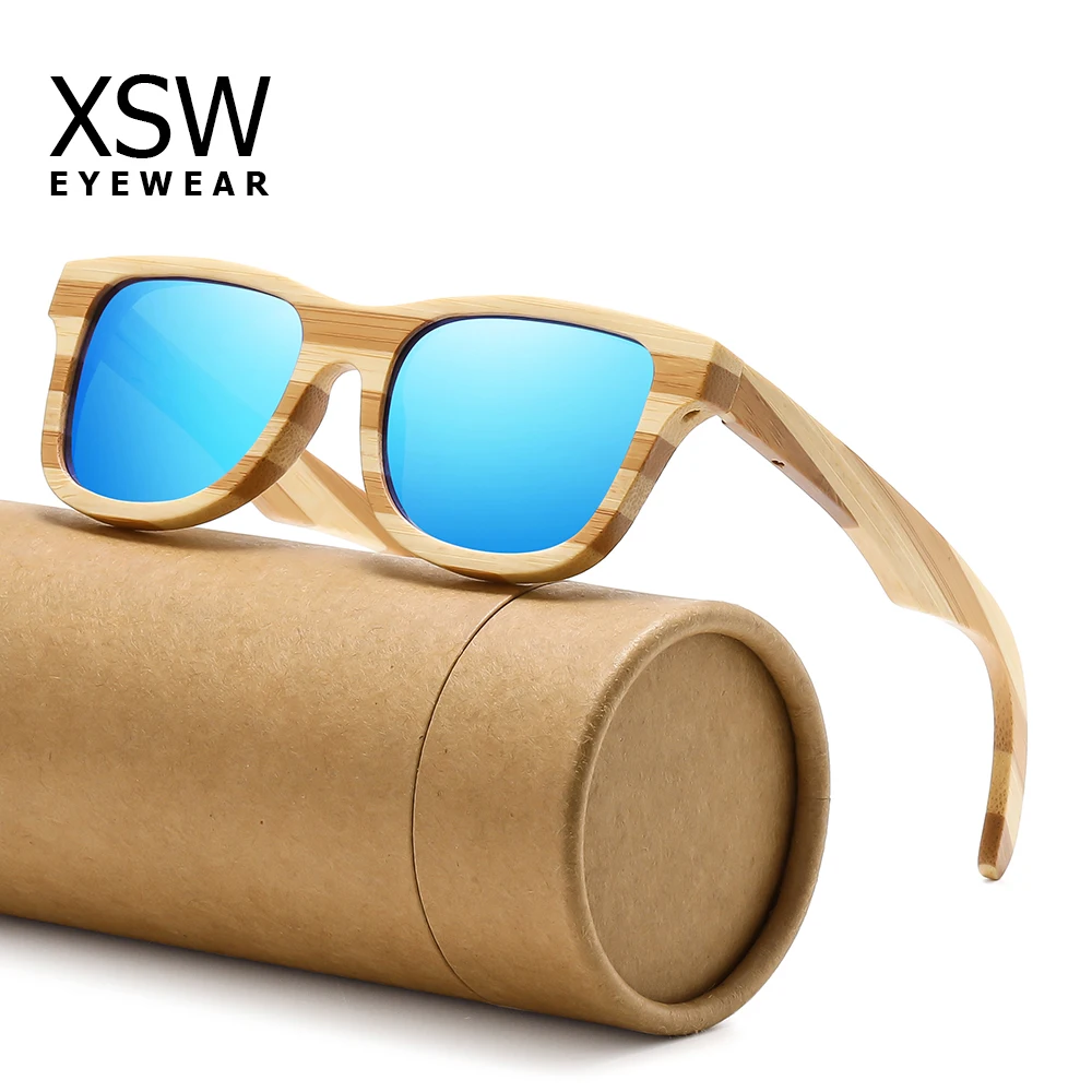 XSW Natural Zebra Bamboo Adult Sunglasses Manual Polarized Glasses Mirror Coated Lens Glasses Gift Box 8621C