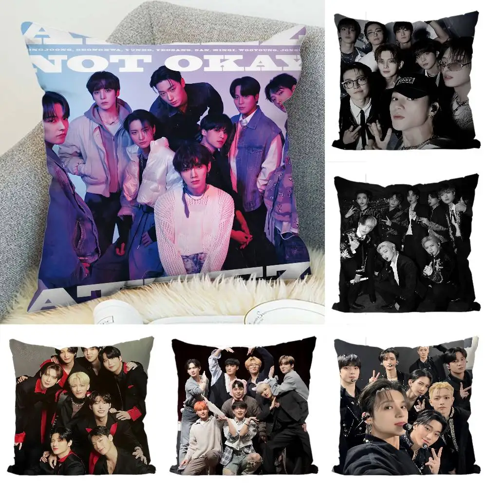 

KPOP-AteezS Band Pillow Case Luxury Double-sided For Car Pillows 45x45 Cushions Cover Home And Decoration Sofa Pillowcase 50x50