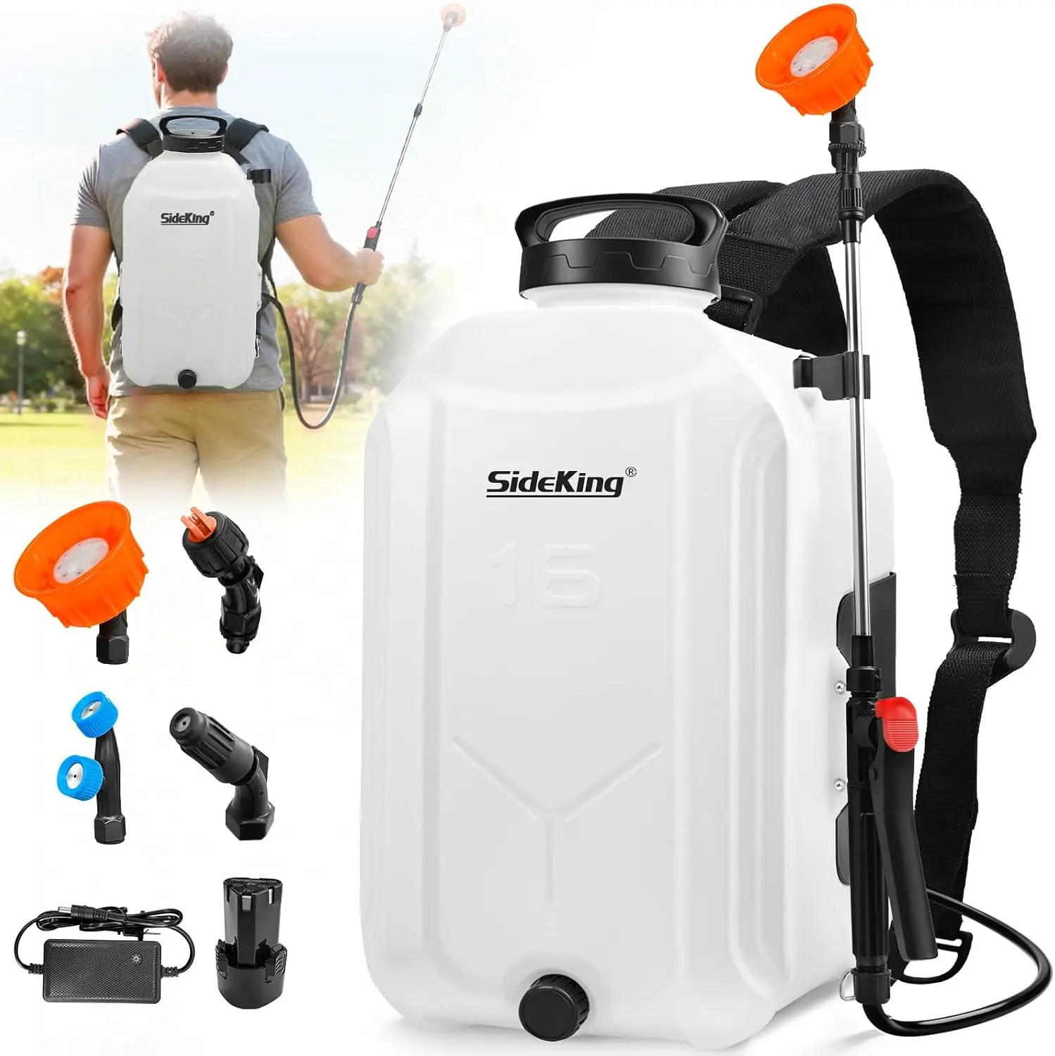 Battery Powered 42 Gallon Backpack Sprayer 100 PSI Electric Garden Sprayer Weed Sprayer Telescopic Wand 4 Nozzles Lawn Yard Pest