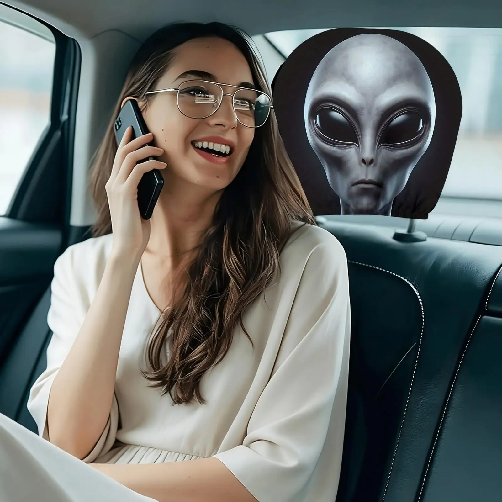 Ghost Headrest Covers 2 Piece Halloween Scary Funny Breathable Protectors for Truck RV SUV Automotive Holiday Birthday Party Dec