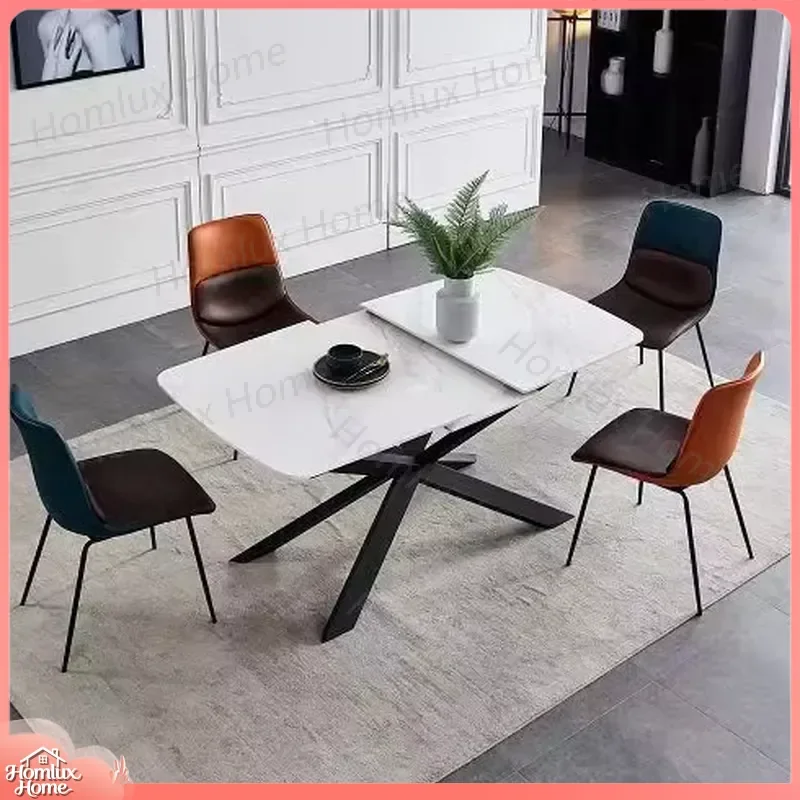 Deluxe Marble Dining Table Retractable Folding Dining Table White Space Saving Extendable Kitchen Table for Small Apartments
