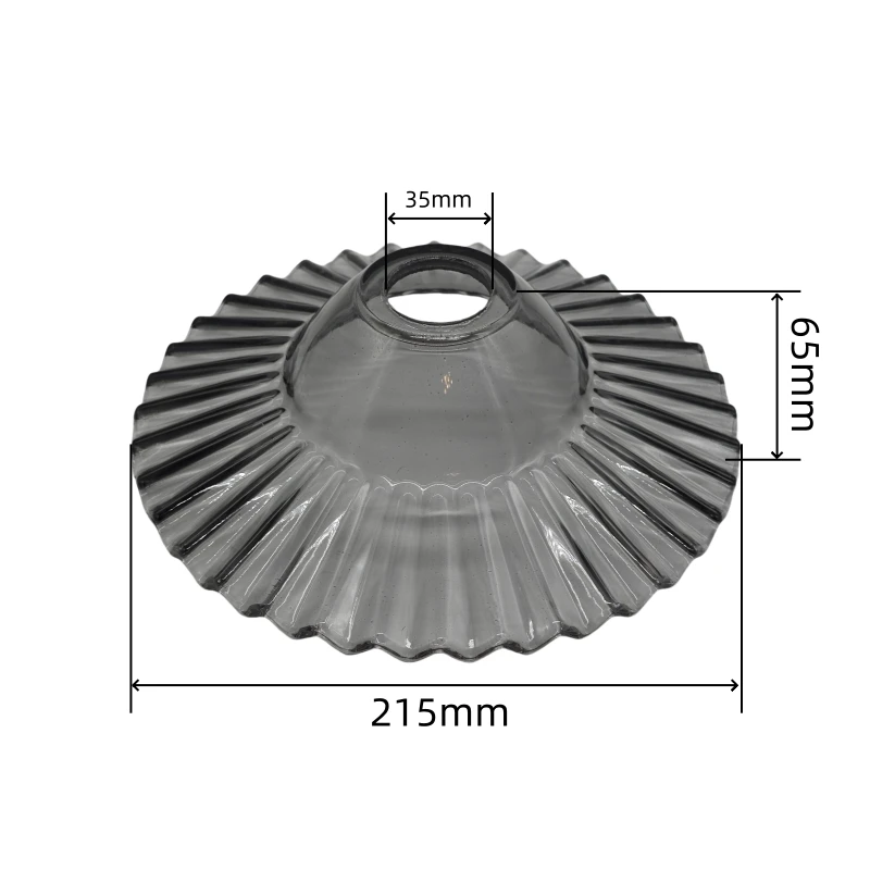Lampshade with Full Copper Lamp Head DIY Desk Lamp Pendant Light with Switch Replacement Shell Glass Thick Transparent Gray