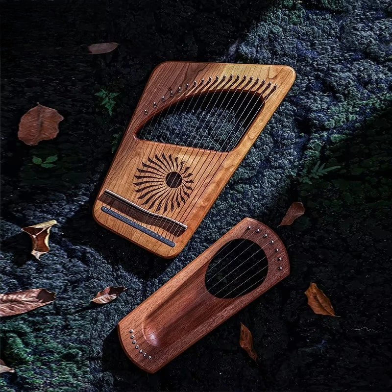 

Wooden 19/7 String Lyre Harp String Instruments with Tuning Wrench