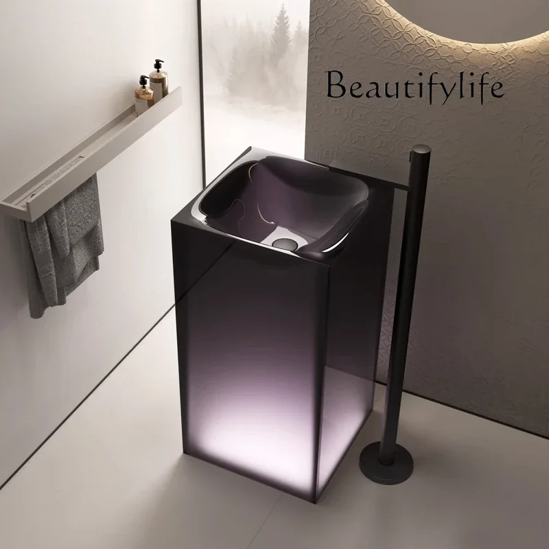 X36 Transparent Column Wash Basin Hotel B & B Bathroom Integrated Floor-to-ceiling Wash Table Pillar Basin