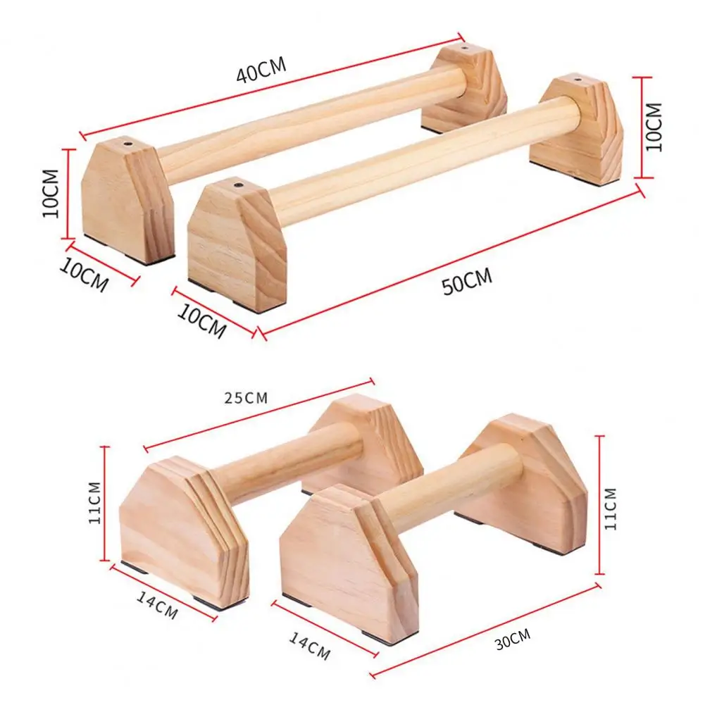 1 Pair Stable Push-up Bar Anti Crack Pine Wood Hexagon- Design Parallettes Bar H-shaped Wooden Calisthenics Parallel Double rod