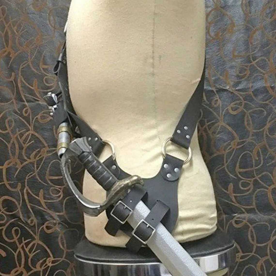 Middeleeuwse Zwaardholster Heupgordel Retro Schouderrug Zwaard Schede Schede Lederen Rapier Houder Mannen Larp Warrior Kostuum Rekwisieten