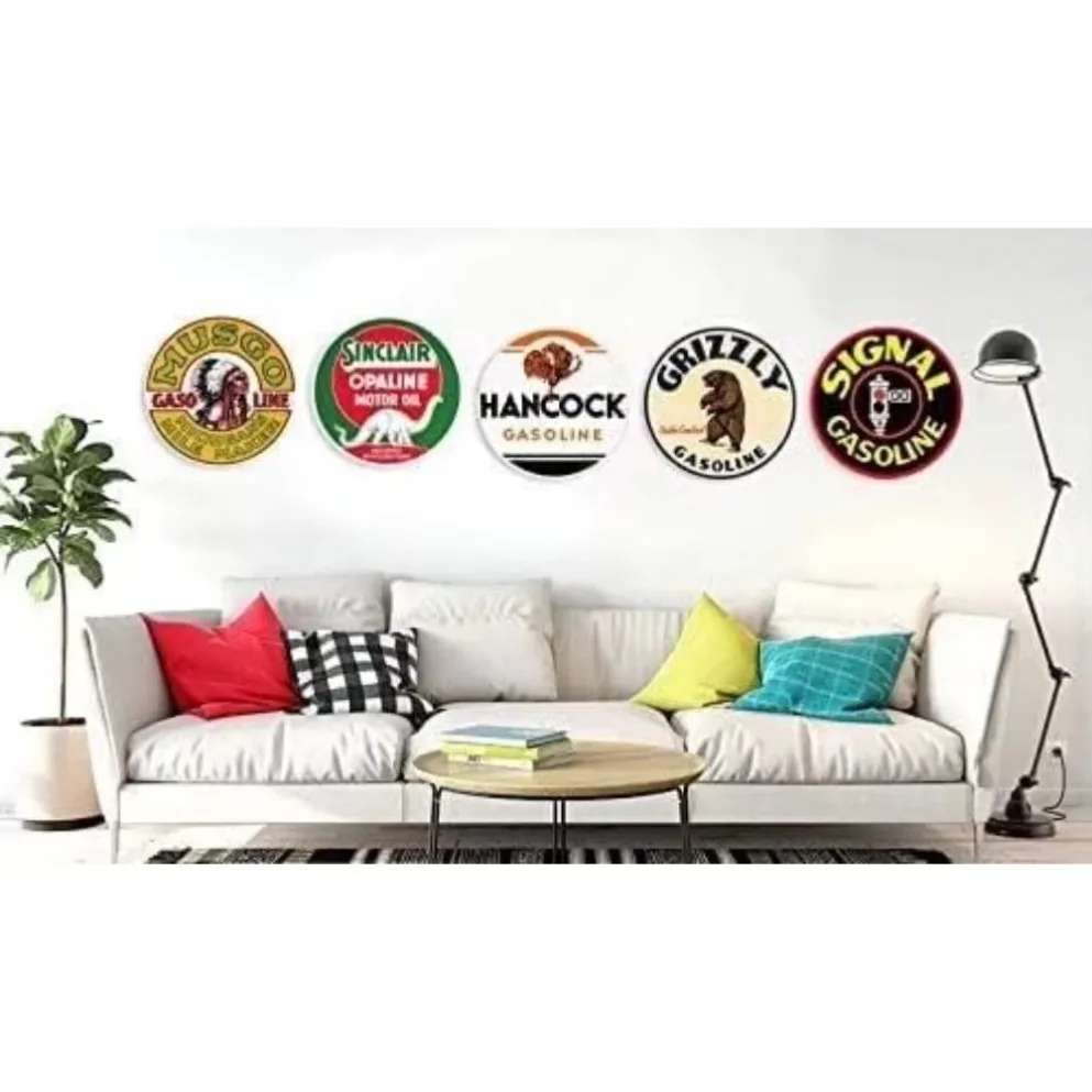 الطاووس خمر معدن مستدير القصدير تسجيل الحنين المعادن تسجيل ديكور المنزل ل Culb بار حديقة المطبخ مطعم المرآب 12x12 بوصة #2