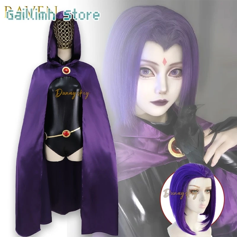 

Аниме Ворон Косплей π로윈 의상 Женщины π로 의상 Magical Girl Косплей Боди Полный комплект с фиолетовым плащом с капюшоном Хэллоуин