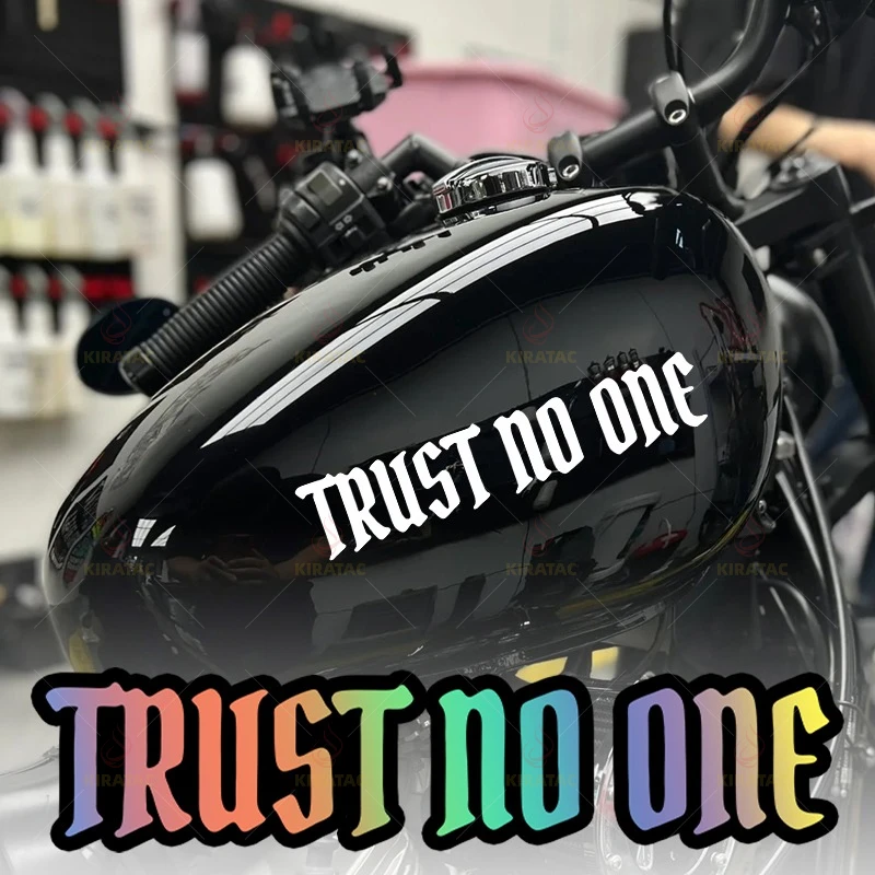 

2PCS/SET "TRUST NO ONE" Waterproof Decals – Gothic Font in White & Holographic for Auto, Motorcycle & Personalization