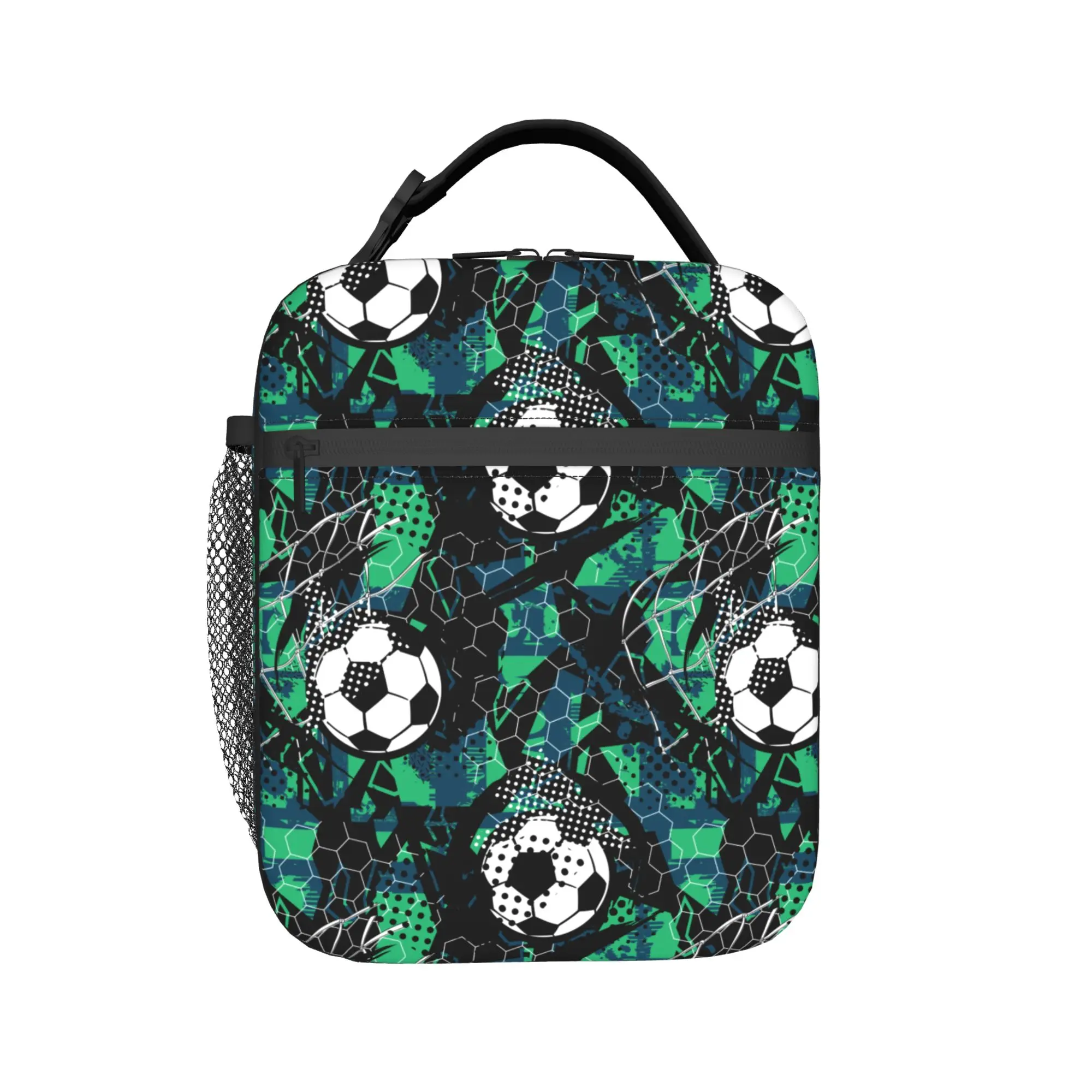 Lunch Boxes Abstract Football For boys Merch Grunge Soccer Ball Sport Lunch Container New Cooler Thermal Lunch Box For School