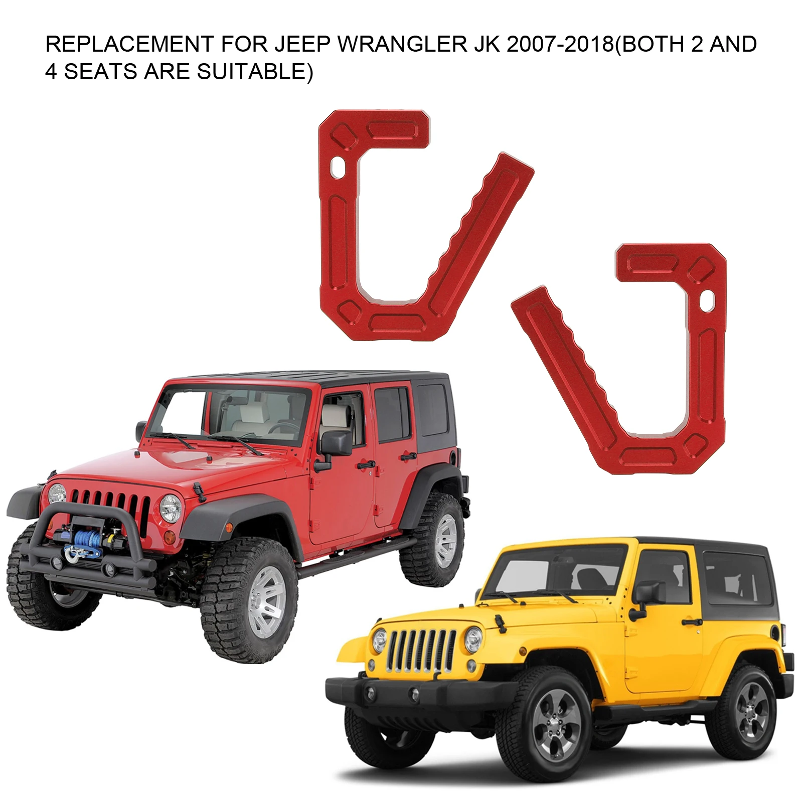 Car Road Front Grab Handle Aluminum Alloy Replacement for  JK 2007‑2018 Front Grab Handle Vehicle Grip Handle