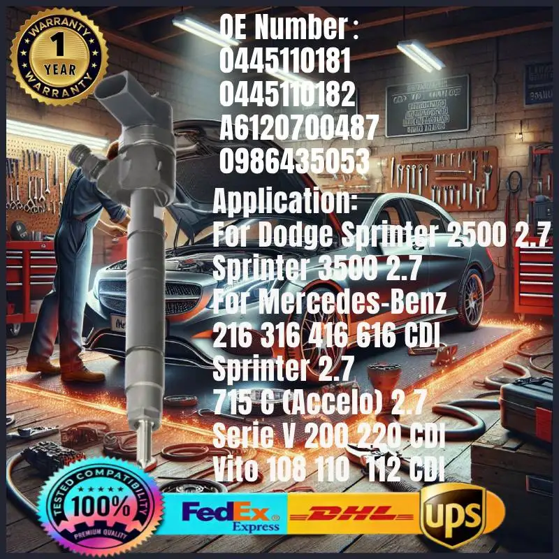 

0445110181 0445110182 A6120700487 Common Rail Fuel Injector for Dodge Sprinter 2500 2.7 For Mercedes-Benz Sprinter 311 Vito 108