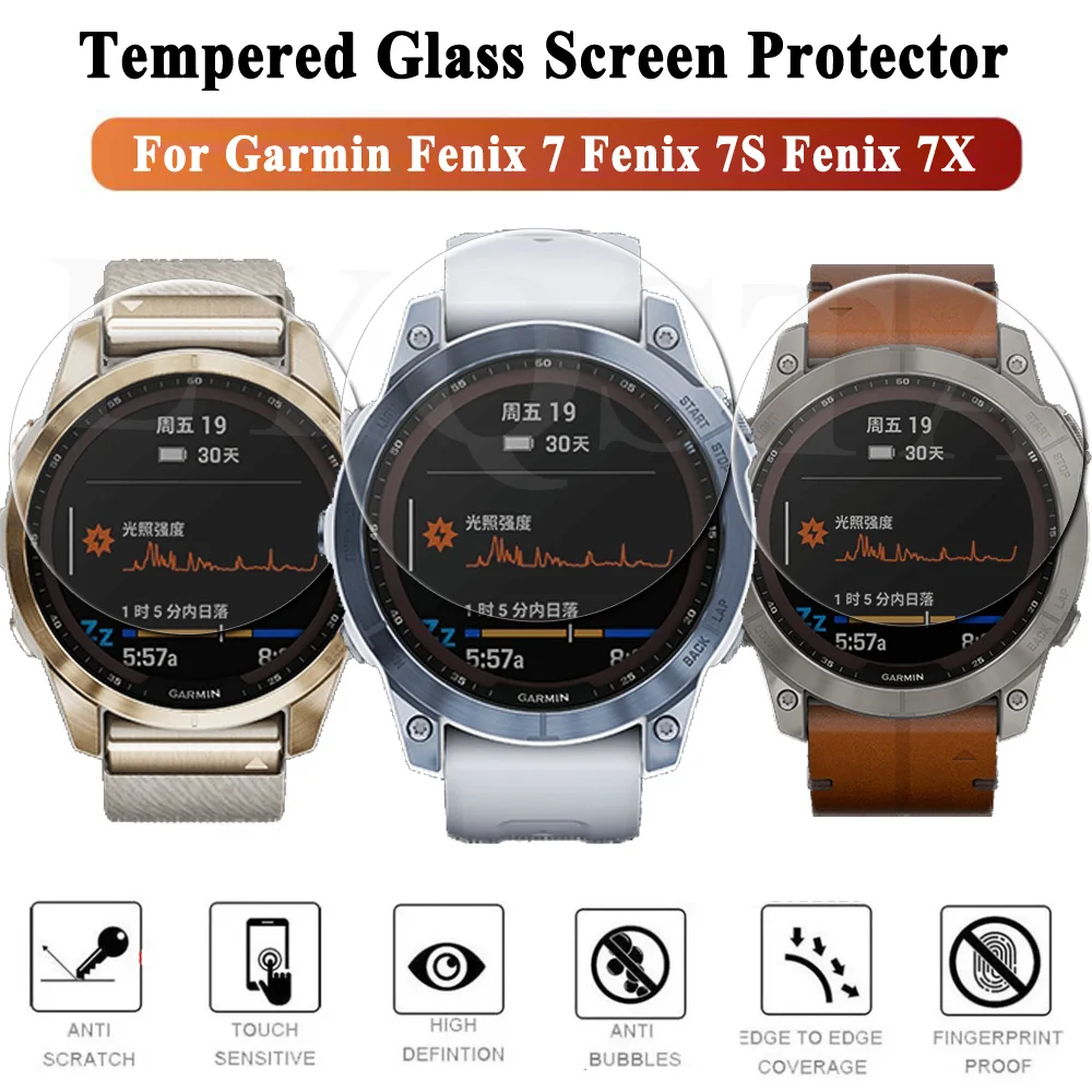Vidrio Templado prémium 9H para Garmin Fenix 7 7S 7X 5 6S 6X 6 Pro, Protector de pantalla, accesorios de película antiarañazos