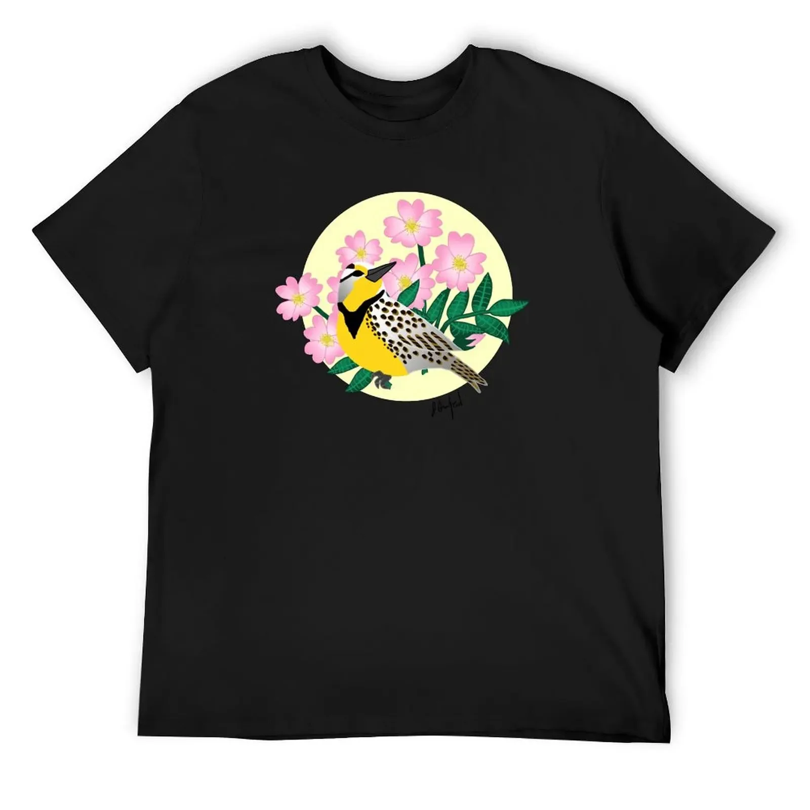 North Dakota Meadowlark and Prairie Rose T-Shirt sports fans shirts graphic blacks aesthetic clothes Short sleeve tee men