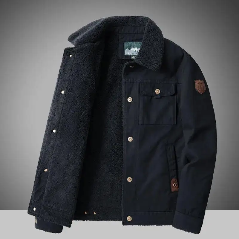 

Winter New Dad Sle Pure Cotton Jaet Thiened ort Fluffy Men's Coat Loose Fit Large Size Cotton Clothes for Older Men