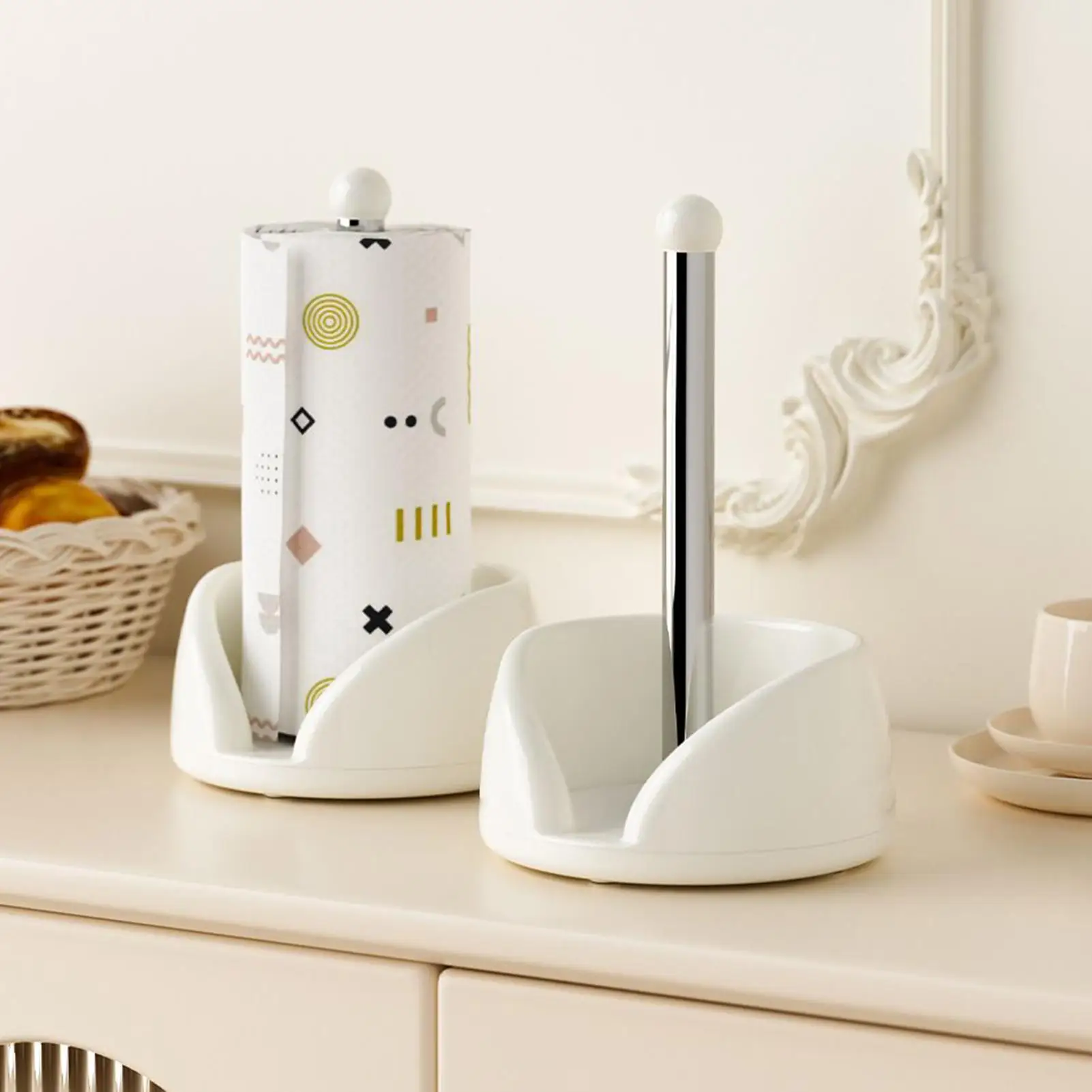 

Paper Towel Holder Multi-functional Stainless Steel Rotating Home Supplies Kitchen Towel Holder for Home Apartment Counter Hotel