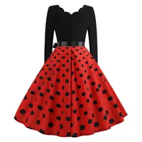 Plus Size Women Dress Vintage Long Sleeve Polka Dot Spring Autumn New Year Party Dresses 3XL Vestidos - Image 2
