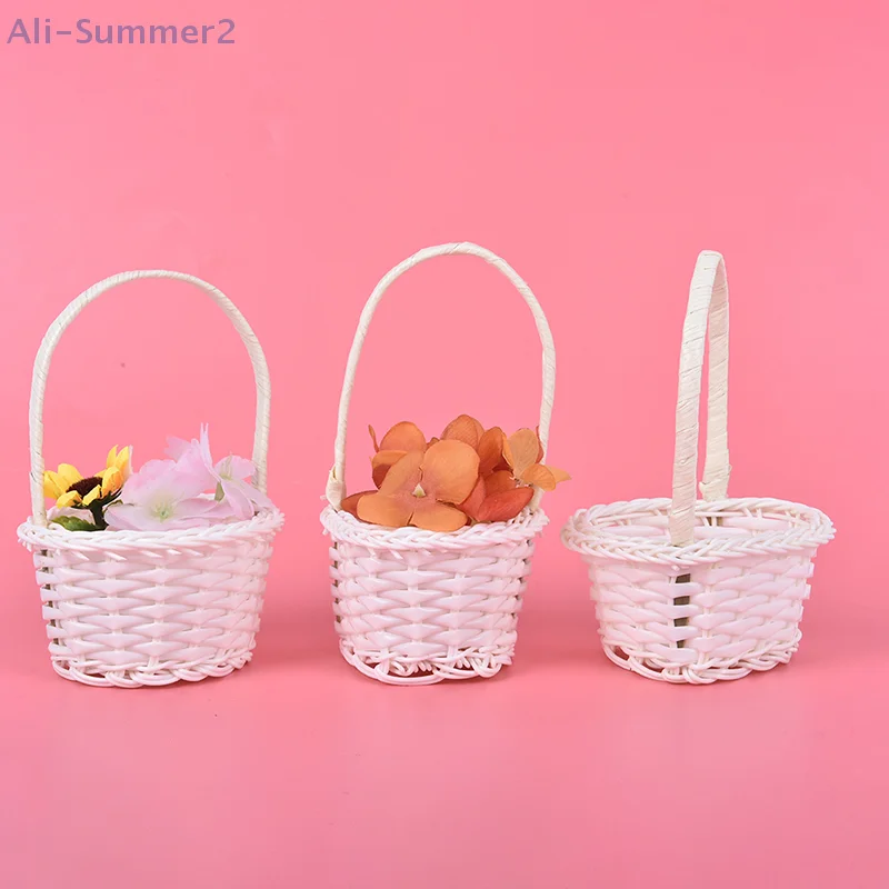 

1 шт., плетеная вручную мини-пластиковая тканая корзина для хранения, сумка для пикника из ротанга, чая